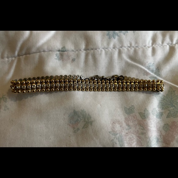 RW&CO Gold and Silver Rhinestone Choker - Picture 3 of 16